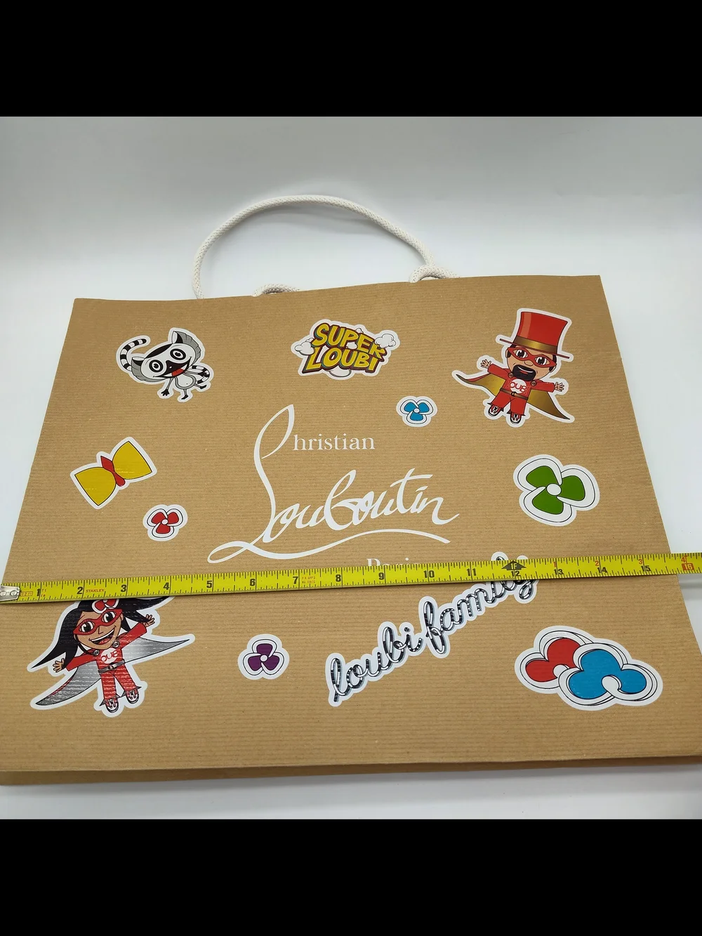 CHRISTIAN LOUBOUTIN Super Loubi Family Shopping Gift Bag Large Kraft Red EUC